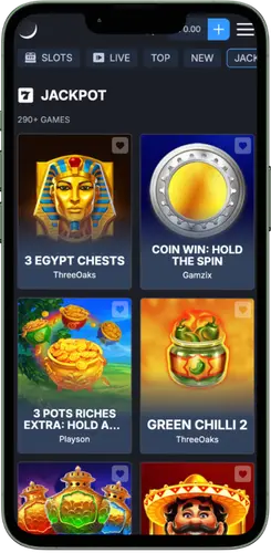 Jackpot games section in Monixbet with popular progressive slots