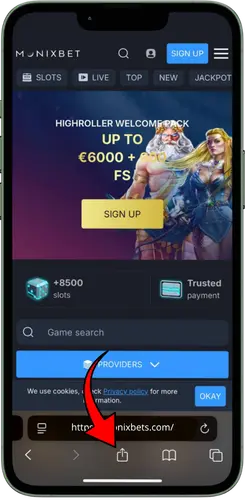 Monixbet home page on mobile with highroller welcome bonus